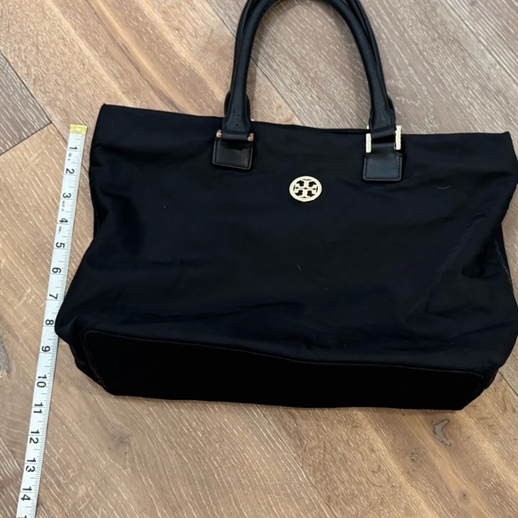 Tory Burch Black Nylon Tote Bag with Gold Accents - Picture 3 of 10